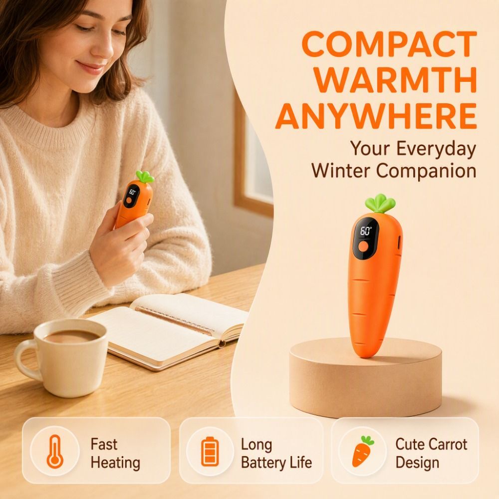 Hand Warmer Electric - Cartoon Hand Warmer Digital Display Carrot