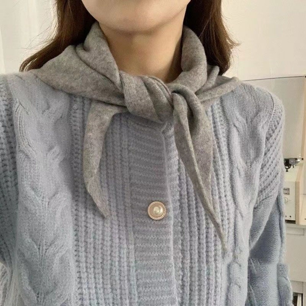 Shawl Wrap Winter - Neck Cover Solid Color Knitted Triangle