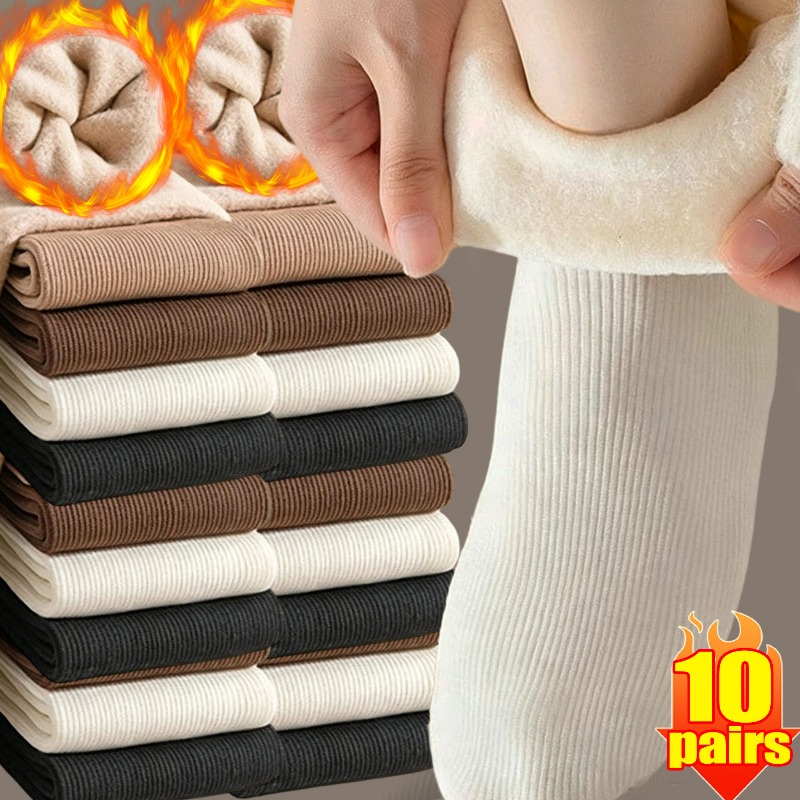 Thermal Sock Wool - 1/10Pairs Winter Warm Plush Lining Socks