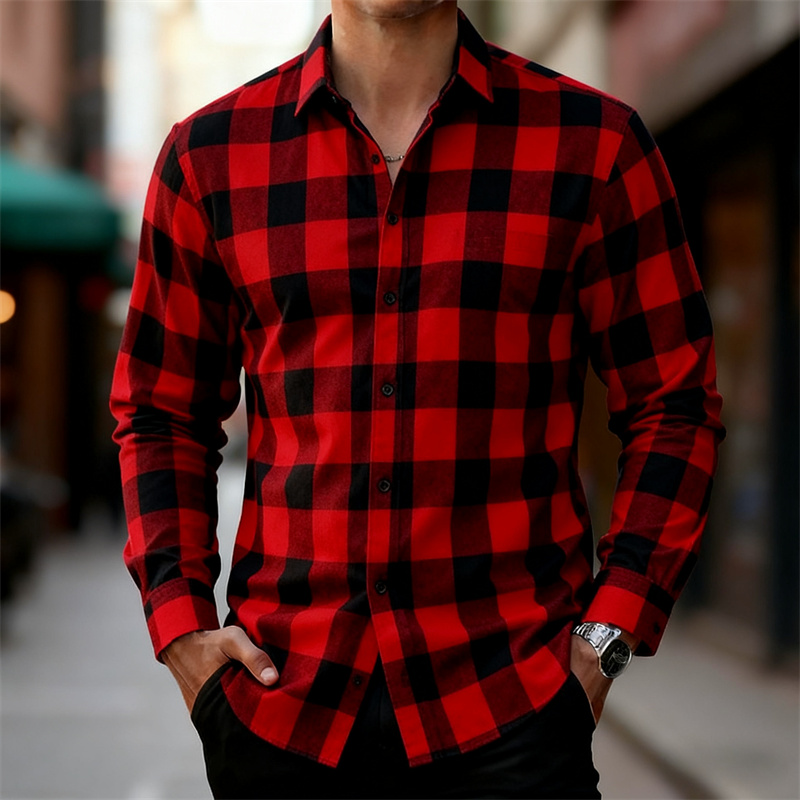 Men's Classic Red and Black Pl - огляд і ціна Flannel Shirt Lined
