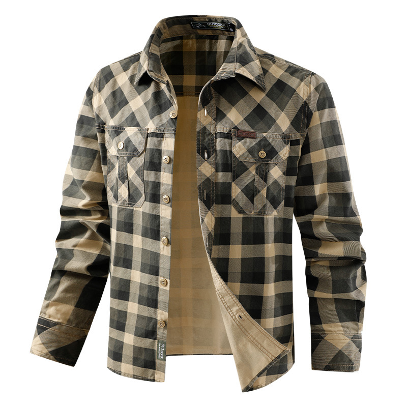 Men Plaid Casual Shirts Male M - огляд і ціна Flannel Shirt Lined