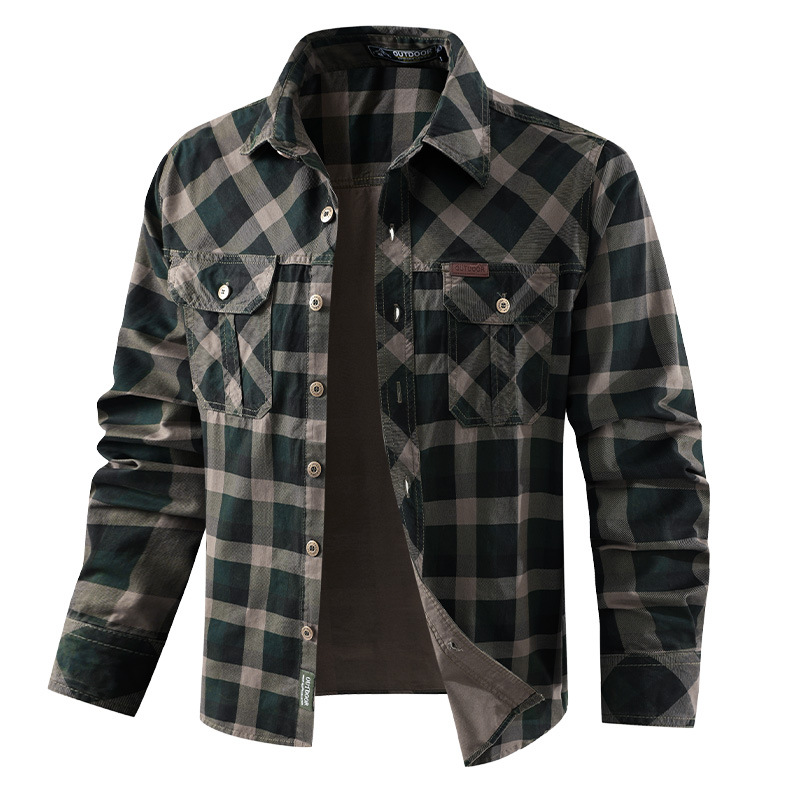 Men's Retro Workwear Checkered - огляд і ціна Flannel Shirt Lined